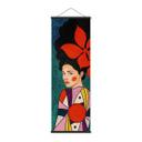 Póster de tela mujer con flores rojas y vestido estampado - Hülya - Panorama