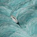 Papel pintado de diseño ondas azul, plata - papel pintado no tejido moderno para dormitorio, pasillo, salón