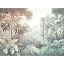 Jungle Green Brown - 3D non-woven tapet med tropisk motiv til stuen