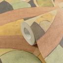 Abstrakt tapet med mønster i terracotta grøn beige - kunstnerisk ikke-vævet tapet