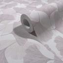 Ikke-vævet tapet 3D, blade blomster natur mat i grå beige