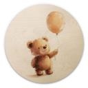 Billede af træ til babyværelset - Lille bamse med ballon - Magnusson - Rund