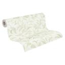 Papel pintado no tejido verde blanco - papel pintado hoja floral - papel pintado salón dormitorio oficina