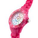 Kinder Armbanduhr - Lernuhr analog aus Silikon - Pink mit Regenbogen Zifferblatt