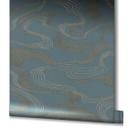 grafisk tapet, non-woven tapet Kumano blå