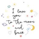 Wallsticker - Doodle Space I love you to the moon and