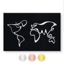 Geborsteld Alu-Dibond met goud-, zilver- & kopereffect - Wereldkaart Line Art