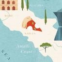 Fototapet Kort over Italien - Rivers