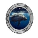 Tableau en alu-Dibond hublot effet 3D - Baleine - Rond