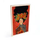 Cuadro de madera Mujer sonriente con flores naranjas - Hülya