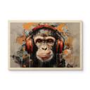 Cuadro de madera mono DJ con auriculares - Magnusson