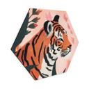 Hexagon Dibond Tiger i en lyserød jungle - Treechild