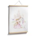 Póster para niños - Princesa y unicornio en un cuento de hadas