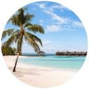 Fototapet - Rundt Colombo - Vandbungalows på Maldiverne - vliesetapet/selvklæbende non-woven tapet