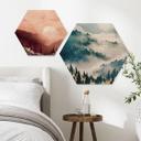 Hexagon Hout Mysterieuze mist in het bos - SpaceFrog Designs
