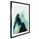 Póster de montañas abstractas en dorado y azul - SpaceFrog Designs