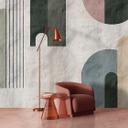 Geometrisk abstrakt tapet i pastelfarver - non-woven tapet med moderne design
