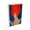 Cuadro de madera mujer pelirroja con flores - Hülya