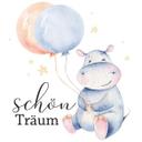 Sticker mural Kvilis - Träum schön - Hippopotame 