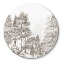 Glasschilderijen Bos met boslandschap in beige - Ms Tiff - Rond