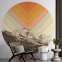 Tapet cirkel Bodart - Retro Mountain Landscape - vliesetapet/selvklæbende non-woven tapet