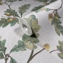 Non-woven tapet med bladmotiv med kastanjegrå, grøn blomstret