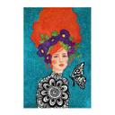 Póster de tela mujer mariposa con corona de flores - Hülya