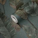 Papel pintado no tejido azul petróleo jungla papel pintado salón hojas de palmera