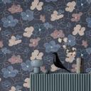 Papel pintado no tejido de estilo botánico - llamativa Muestra retro en gris piedra y azul paloma