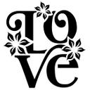 Wallsticker Love med blomsterdekoration