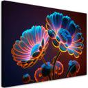 Canvasbillede, neonblomster
