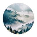 Póster Niebla misteriosa en el bosque - SpaceFrog Designs - Redondo