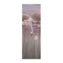 Textielposter lotusbloemen met zwaan in water in donkerroze - Ms Tiff - Panorama