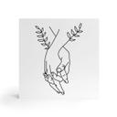 Træ dekoration blok Line Art - Elskende, der holder hinanden i hånden - Lizde