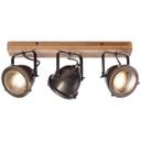 Spotbalken Dilara, braun, 18,5 x 43 cm, Holz Deckenspots, dimmbar