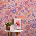 Papel pintado floral violeta naranja - papel pintado floral en estilo retro - papel pintado no tejido vintage