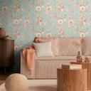 COSMOPOLITAN Vintage tapet akvarelblomster abrikosblå - Ikke-vævet tapet pastel