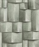 Papel pintado no tejido con motivo madera verde geométrico aspecto 3D