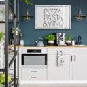 Glasschilderij Pizza Pasta & Vino - wit