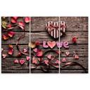 3-delt lærredstryk Heart Love vintage blomster