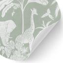 Vinilo decorativo de animales de la selva en verde tropical - Kikki Belle - Redondo