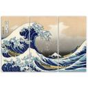 3 stykke lærredstryk, Hokusai Great Wave fra Kanagawa