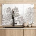 Spatscherm bos met boslandschap in beige - Ms Tiff