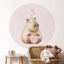 Capybara Wallsticker med kærlighedshjerte - Rund