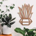 Decoración mural de madera planta en maceta diamante - madera de caoba