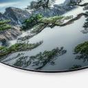 Vægmaleri af fyrreskov i Huang Shan-bjergene - NingYun Ye - rund – print på aluminium (Alu-Dibond)