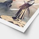 Póster Samurai con espada frente a la salida del sol - Roze