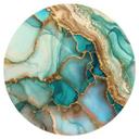Vinilo decorativo Olas jaspeadas en turquesa y oro - Haase - Redondo