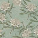 Papel pintado no tejido floral verde claro - papel pintado floral con flores blancas