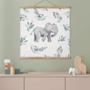 Tekstil plakat Sød babyelefant mellem boho-grene - UN Designs - Square